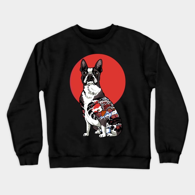 Boston Terrier Yakuza Crewneck Sweatshirt by huebucket